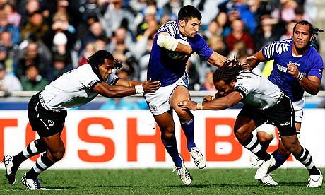 Samoa's Paul Williams – son of the NZRU's Bryan Williams – in Rugby World Cup action against Fiji