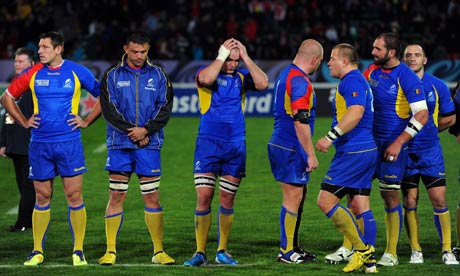Disappointed Romania players