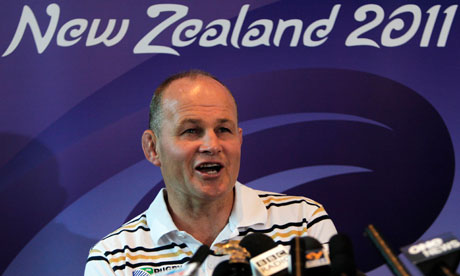 Andy Robinson answers questions from the press before Scotland's match against England in Auckland