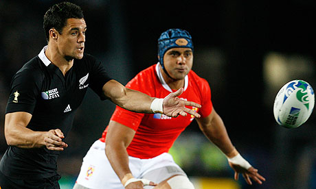New Zealand's Dan Carter in action against Tonga