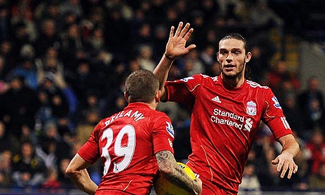 Craig Bellamy, left, and Andy Carroll celebrate