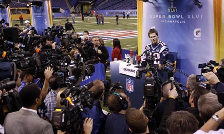 New England Patriots' quarterback Tom Brady at Super Bowl XLVI Media Day