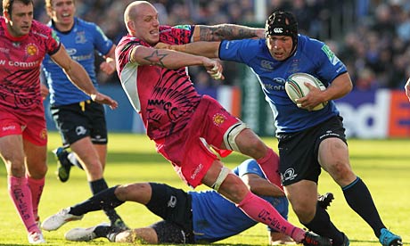 Leinster's Richard Strauss and Exeter's James Scaysbrook