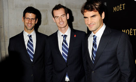 Novak Djokovic, Andy Murray and Roger Federer