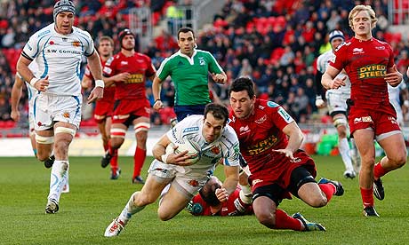 Llanelli Scarlets against Exeter in the Heineken Cup at Parc y Scarlets
