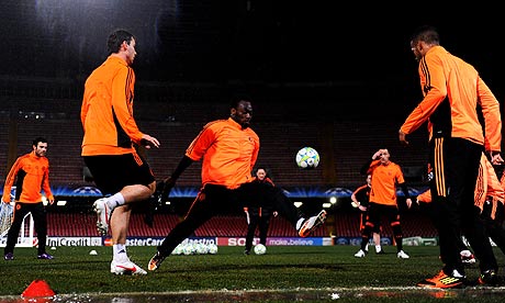 Chelsea's players train in Napoli ahead of their Champions League tie with Napoli on Tuesday