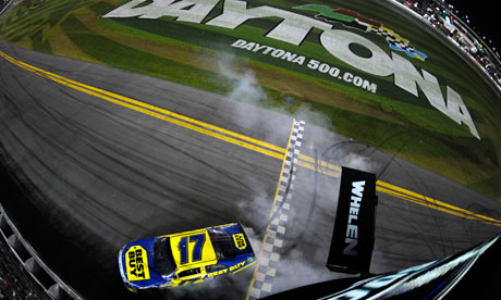 Matt Kenseth celebrates after winning the NASCAR Daytona 500 Sprint Cup 