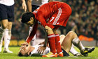 Luis Su&aacute;rez's challenge left Scott Parker on the deck