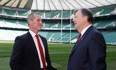 England's Stuart Lancaster with the RFU's Ian Ritchie