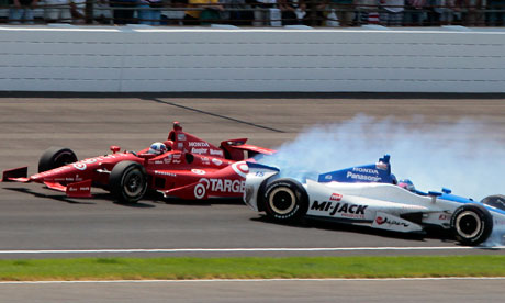 Dario Franchitti escapes last lap disaster to win the Indy 500