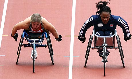 Hannah Cockroft, left, racing against fellow Brit Anne Wafula-Strike