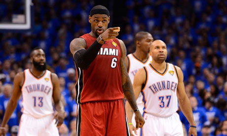 LeBron James of Miami Heat vs Oklahoma City Thunder