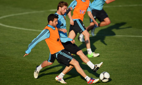 Cesc Fabregas of Spain at training