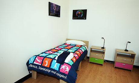 One of the bedrooms inside the London 2012 athletes village
