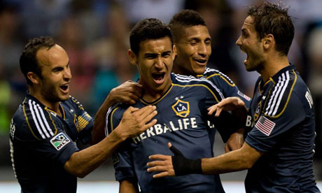 LA Galaxy celebrate vs Vancouver Whitecaps