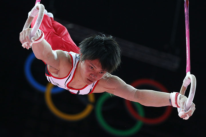 Gymnastics men's rings: Japan's gymnast Yusuke Tanaka