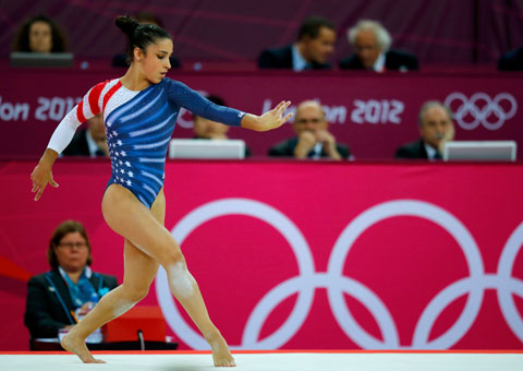 Alexandra Raisman competes in the women's gymnastics floor exercise final