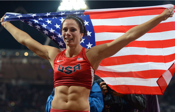Jennifer Suhr celebrates pole vault gold