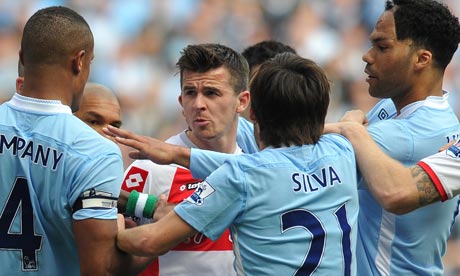 Joey Barton tangles with Manchester City players
