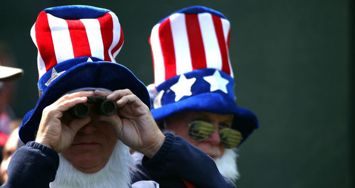 In the interests of balance... American fans show they can do silly outfits too