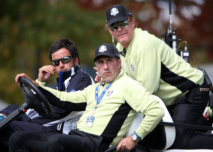 Europe's team captain, Jose Maria Olazabal, and vice capatin Miguel Angel Jimenez