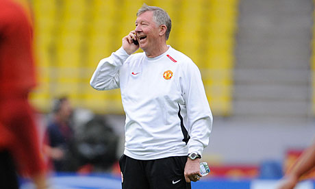 Sir Alex Ferguson on the phone
