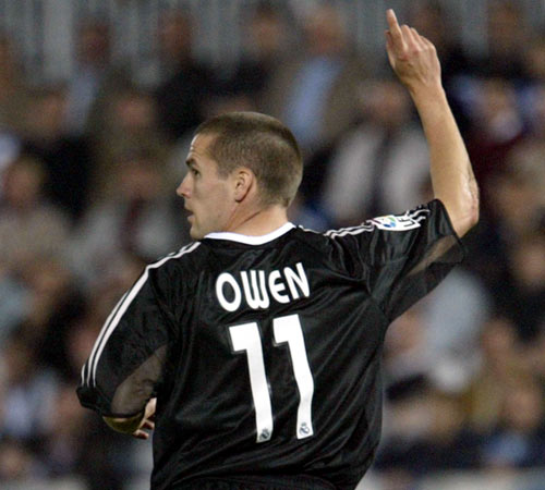 Real Madrid's Owen celebrates scoring ag