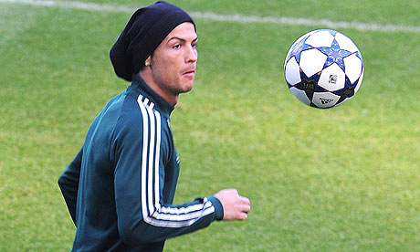 Cristiano Ronaldo in training ahead of Real Madrids match against 