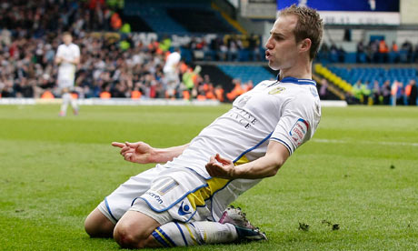 Luke Varney celebrates