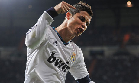 Cristiano Ronaldo celebrates scoring Real Madrid's second goal in the 6-2 win over Málaga