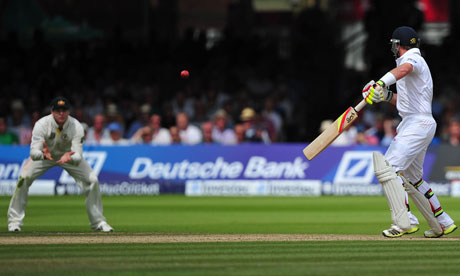 Australia's Steven Smith prepares to catch Ian Bell … although the batsman escaped