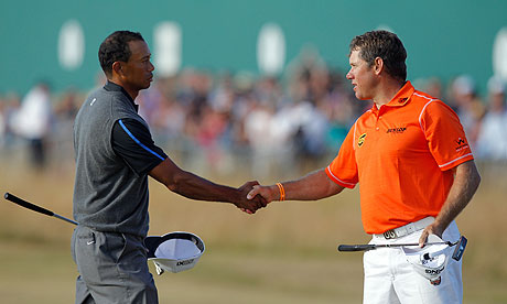 Tiger Woods and Lee Westwood at the Open