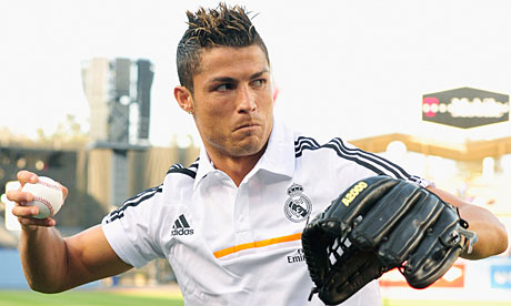 Real Madrid Star Cristiano Ronaldo Throws Out Ceremonial First Pitch At Dodgers Game