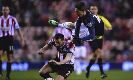 Adan Januzaj, right, and David Bardsley collide at the Stadium of Light
