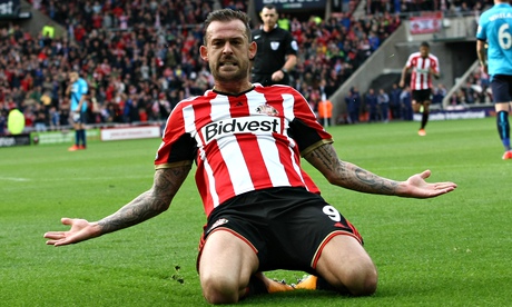 Steven Fletcher celebrates scoring Sunderland's second goal against Stoke City.