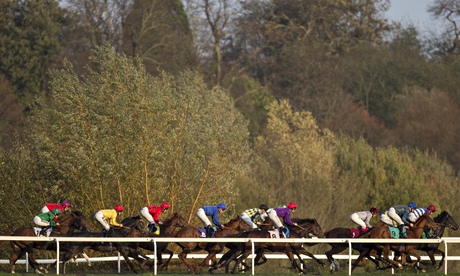 Runners head away from the start at Kempton.