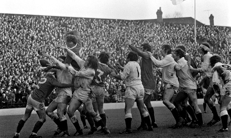 Ireland and England compete at a lineout during the home team's 18-9 win in Dublin in February 1973