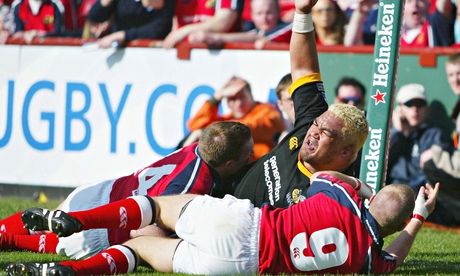 The Wasps hooker Trevor Leota celebrates his try in the classic 2004 Heineken Cup semi-final clash w