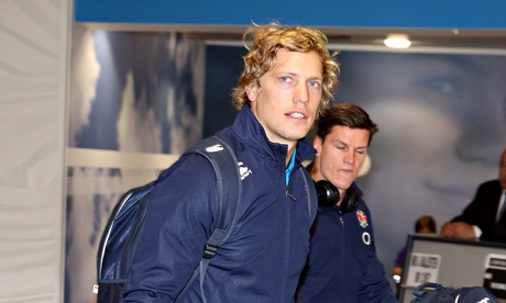 Billy Twelvetrees, left, arriving in Auckland ahead of England's first Test against New Zealand