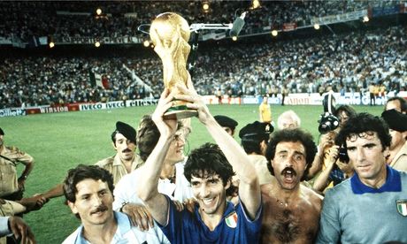 Paolo Rossi holds the World Cup after Italy's 3-1 win over West Germany in the 1982 final in Madrid.