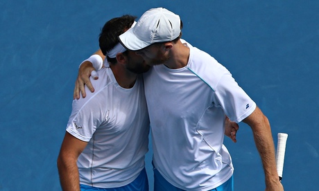 Dominic Inglot and Florin Mergea embrace
