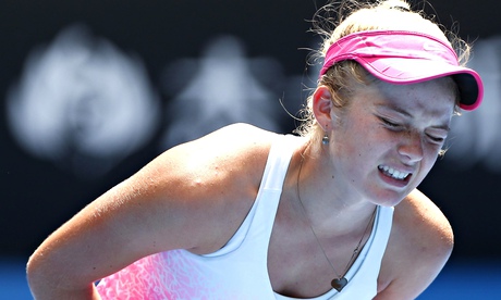 Katie Swan received treatment for a groin injury during the second set