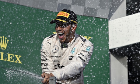 Lewis Hamilton celebrates after starting the way he meant to go on by winning the Australian GP.