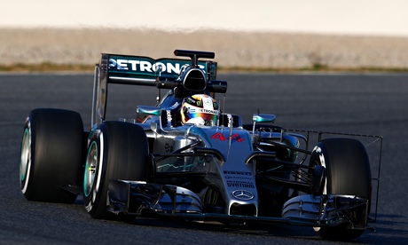 Lewis Hamilton during testing at Circuit de Catalunya on Thursday 