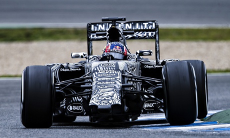 Daniil Kvyat drives the disguised Red Bull during pre-season testing in Jerez.
