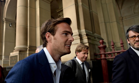 Giedo van der Garde leaves the Supreme Court in Victoria after winning his case against Sauber