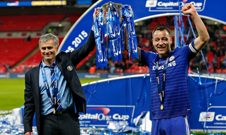 John Terry and José Mourinho lift the Capital One Cup