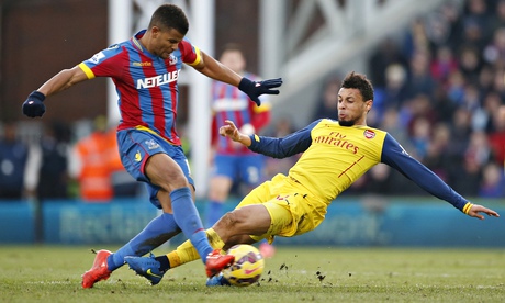 Arsenal's Francis Coquelin and Crystal Palace's Fraizer Campbell