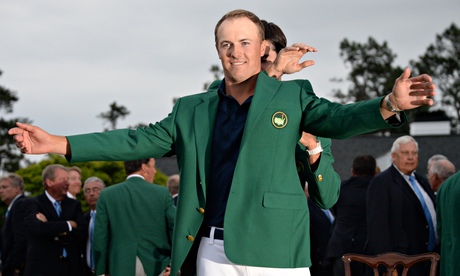 Jordan Spieth shows off the Green Jacket after winning the 2015 Masters at Augusta on Sunday