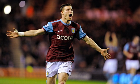 James Milner playing for Aston Villa